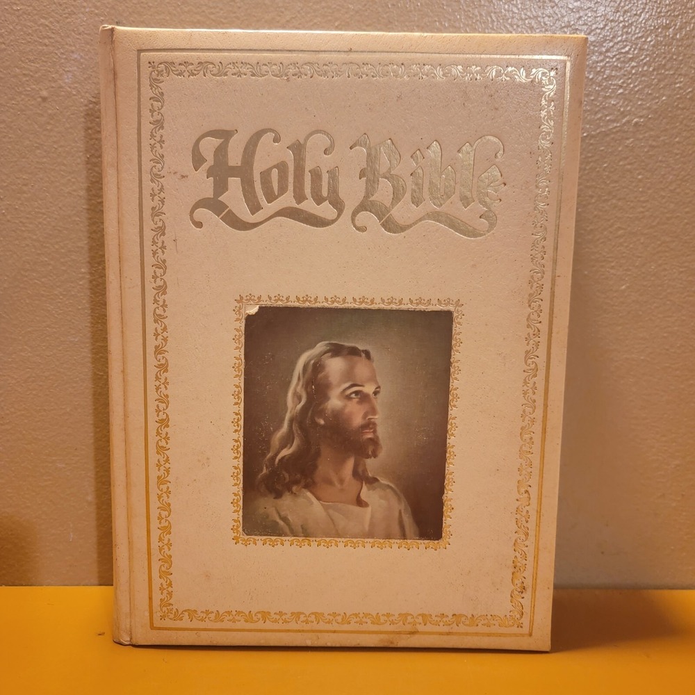 1984 Holy Bible KJV Bible Dictionary Red Letter Edition Dugan Buffalo Leather